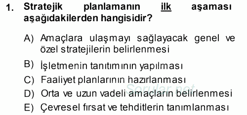 Perakende Yönetimi 2014 - 2015 Tek Ders Sınavı 1.Soru