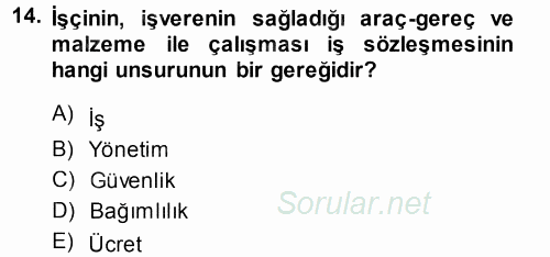Perakende Yönetimi 2014 - 2015 Tek Ders Sınavı 14.Soru