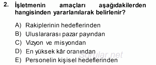 Perakende Yönetimi 2014 - 2015 Tek Ders Sınavı 2.Soru