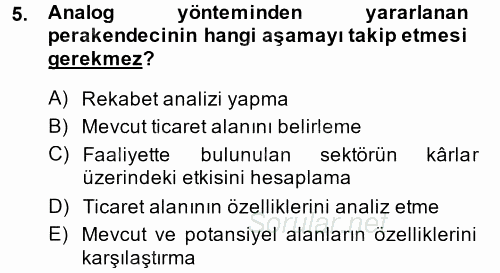 Perakende Yönetimi 2014 - 2015 Tek Ders Sınavı 5.Soru
