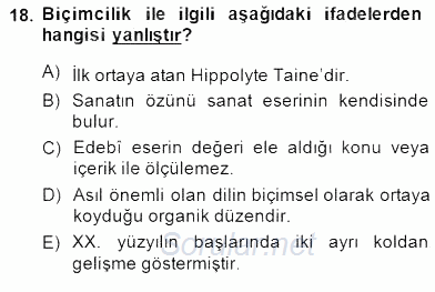 Yeni Türk Edebiyatına Giriş 2 2014 - 2015 Ara Sınavı 18.Soru