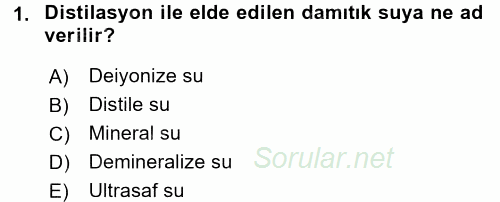 Veteriner Laboratuvar Teknikleri ve Prensipleri 2015 - 2016 Tek Ders Sınavı 1.Soru