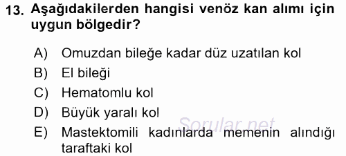 Veteriner Laboratuvar Teknikleri ve Prensipleri 2015 - 2016 Tek Ders Sınavı 13.Soru