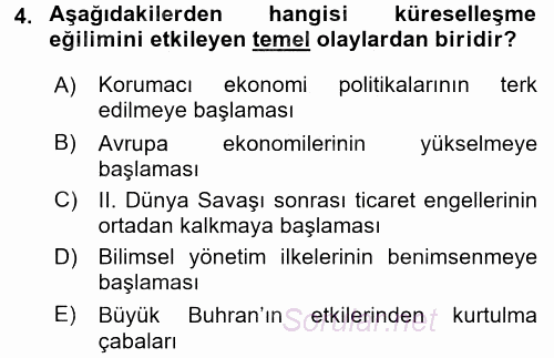 Uluslararası İşletmecilik 2016 - 2017 Ara Sınavı 4.Soru