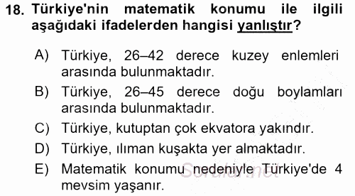 Tarımsal Meteoroloji 2015 - 2016 Dönem Sonu Sınavı 18.Soru