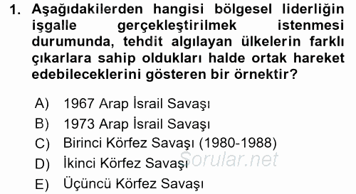 Orta Doğuda Siyaset 2016 - 2017 3 Ders Sınavı 1.Soru