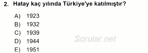 Orta Doğuda Siyaset 2016 - 2017 3 Ders Sınavı 2.Soru