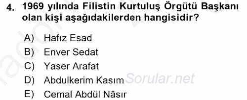 Orta Doğuda Siyaset 2016 - 2017 3 Ders Sınavı 4.Soru