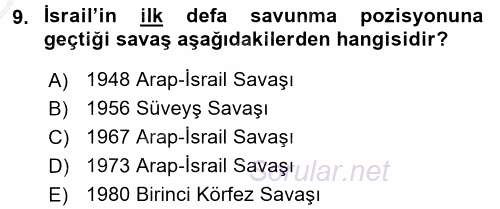 Orta Doğuda Siyaset 2016 - 2017 3 Ders Sınavı 9.Soru