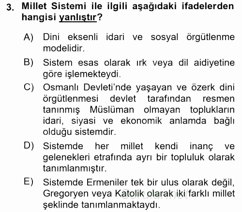 Osmanlı Tarihi (1789-1876) 2015 - 2016 Ara Sınavı 3.Soru