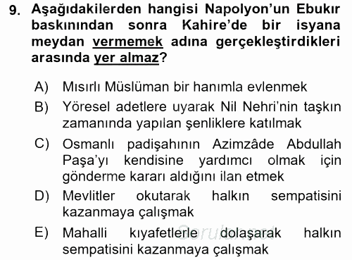 Osmanlı Tarihi (1789-1876) 2015 - 2016 Ara Sınavı 9.Soru