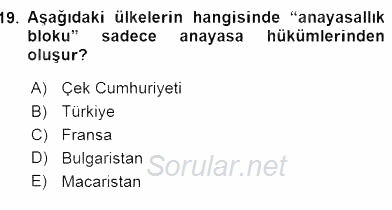 Anayasa 2 2015 - 2016 Dönem Sonu Sınavı 19.Soru