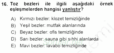 Otel İşletmelerinde Konaklama Hizmetleri 2015 - 2016 Dönem Sonu Sınavı 16.Soru