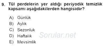 Otel İşletmelerinde Konaklama Hizmetleri 2015 - 2016 Dönem Sonu Sınavı 9.Soru