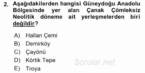 Eski Anadolu Tarihi 2016 - 2017 Ara Sınavı 2.Soru