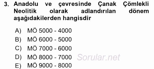 Eski Anadolu Tarihi 2016 - 2017 Ara Sınavı 3.Soru