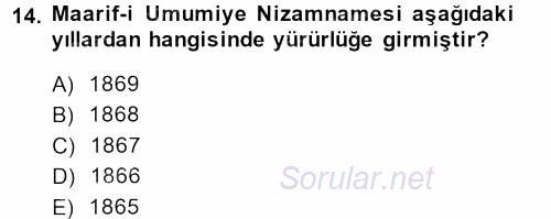 İslam Kurumları ve Medeniyeti 2013 - 2014 Dönem Sonu Sınavı 14.Soru