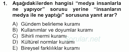 İletişim Kuramları 2012 - 2013 Ara Sınavı 1.Soru