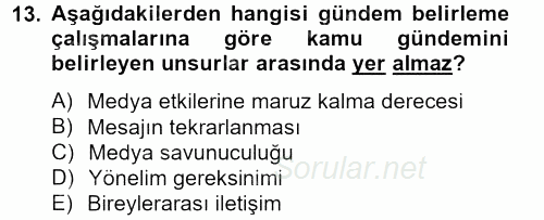 İletişim Kuramları 2012 - 2013 Ara Sınavı 13.Soru