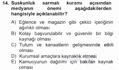 İletişim Kuramları 2012 - 2013 Ara Sınavı 14.Soru