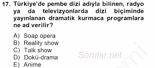 İletişim Kuramları 2012 - 2013 Ara Sınavı 17.Soru