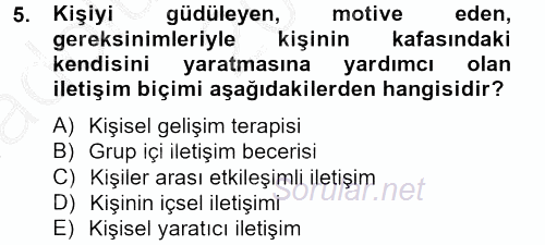 İletişim Kuramları 2012 - 2013 Ara Sınavı 5.Soru