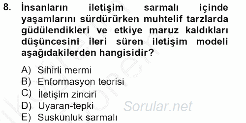 İletişim Kuramları 2012 - 2013 Ara Sınavı 8.Soru