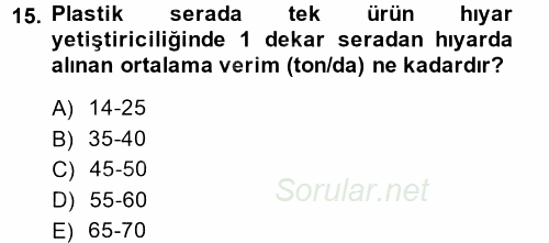 Örtü Altı Üretim Sistemleri 2014 - 2015 Dönem Sonu Sınavı 15.Soru