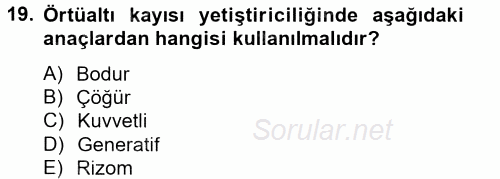 Örtü Altı Üretim Sistemleri 2014 - 2015 Dönem Sonu Sınavı 19.Soru