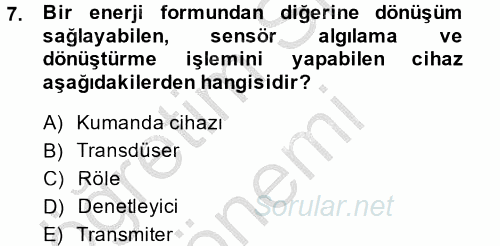 Örtü Altı Üretim Sistemleri 2014 - 2015 Dönem Sonu Sınavı 7.Soru