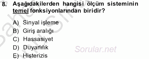 Örtü Altı Üretim Sistemleri 2014 - 2015 Dönem Sonu Sınavı 8.Soru