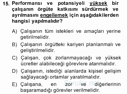 Performans Yönetimi 2014 - 2015 Dönem Sonu Sınavı 15.Soru