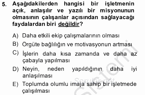 Performans Yönetimi 2014 - 2015 Dönem Sonu Sınavı 5.Soru