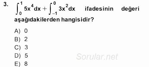 Matematik 2 2014 - 2015 Ara Sınavı 3.Soru