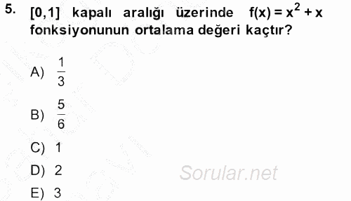 Matematik 2 2014 - 2015 Ara Sınavı 5.Soru