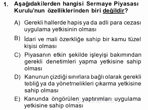 Sermaye Piyasası Hukuku 2014 - 2015 Ara Sınavı 1.Soru