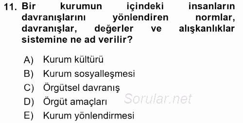 Halkla İlişkiler Ve İletişim 2017 - 2018 Dönem Sonu Sınavı 11.Soru