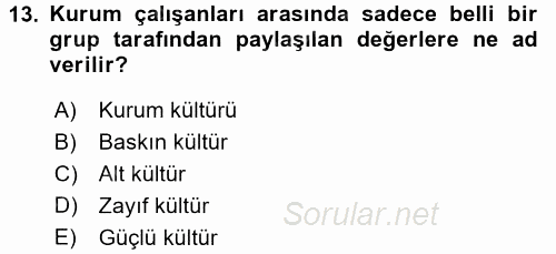 Halkla İlişkiler Ve İletişim 2017 - 2018 Dönem Sonu Sınavı 13.Soru
