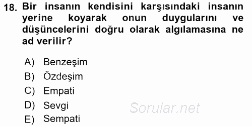 Halkla İlişkiler Ve İletişim 2017 - 2018 Dönem Sonu Sınavı 18.Soru
