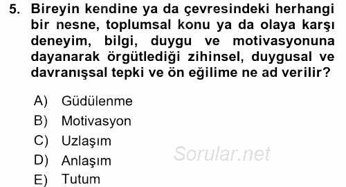 Halkla İlişkiler Ve İletişim 2017 - 2018 Dönem Sonu Sınavı 5.Soru