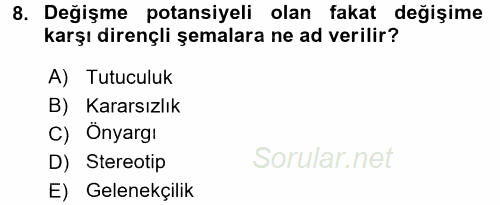 Halkla İlişkiler Ve İletişim 2017 - 2018 Dönem Sonu Sınavı 8.Soru