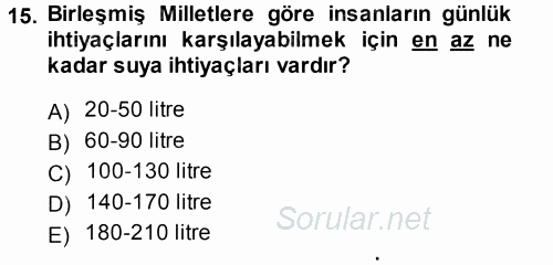 Çevre Sosyolojisi 2014 - 2015 Tek Ders Sınavı 15.Soru