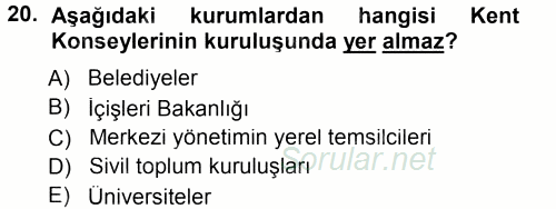 Çevre Sosyolojisi 2014 - 2015 Tek Ders Sınavı 20.Soru