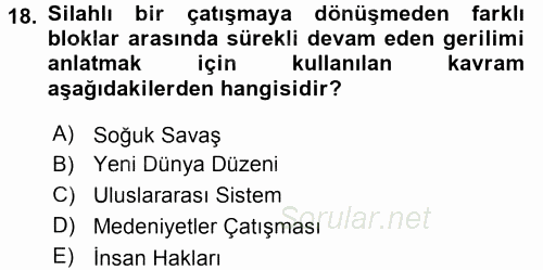 Siyaset Bilimi 2017 - 2018 Dönem Sonu Sınavı 18.Soru