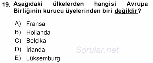 Siyaset Bilimi 2017 - 2018 Dönem Sonu Sınavı 19.Soru