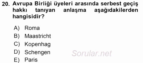 Siyaset Bilimi 2017 - 2018 Dönem Sonu Sınavı 20.Soru