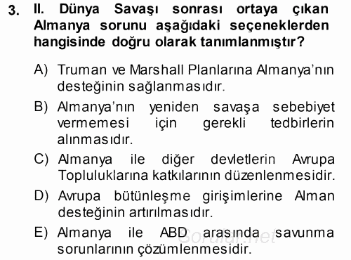 Avrupa Birliği 2013 - 2014 Tek Ders Sınavı 3.Soru