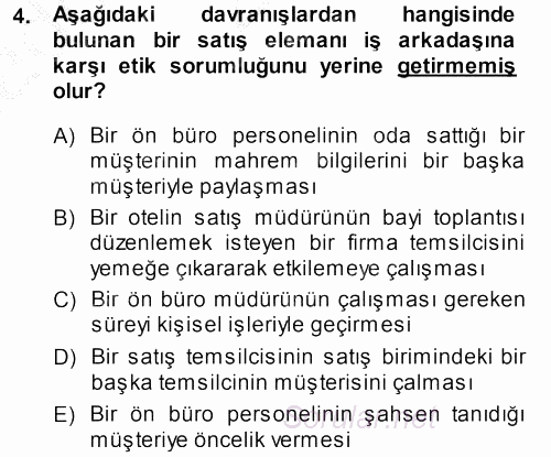 Satış Teknikleri 2013 - 2014 Ara Sınavı 4.Soru