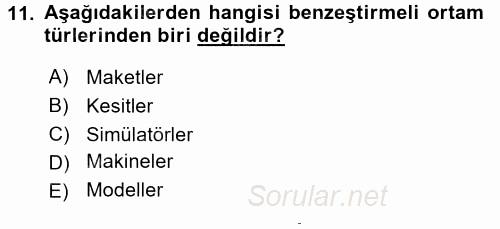 İşletmelerde Eğitim ve Geliştirme 2015 - 2016 Dönem Sonu Sınavı 11.Soru