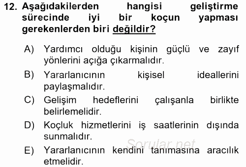 İşletmelerde Eğitim ve Geliştirme 2015 - 2016 Dönem Sonu Sınavı 12.Soru